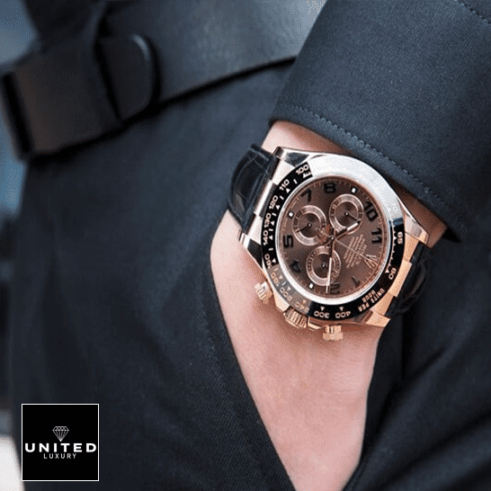 Rolex Daytona Cosmograph 116515LNBR Rose Gold Case Chocolate Dial  on is arm