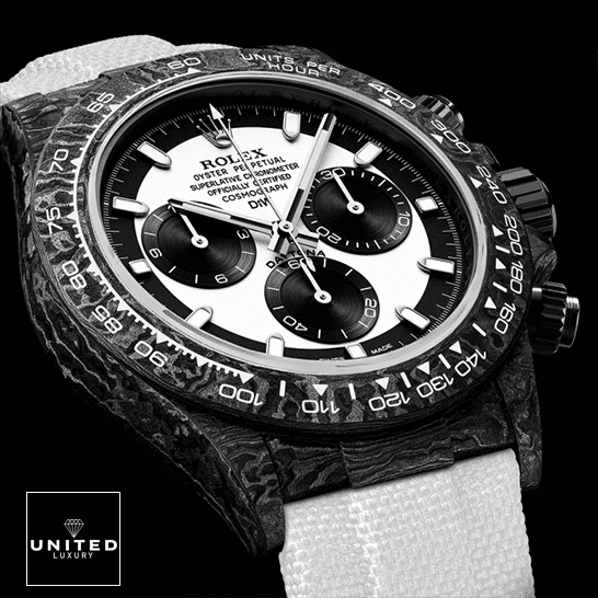 Rolex Daytona Carbon S.Steel Black Case White Dial  Black Background