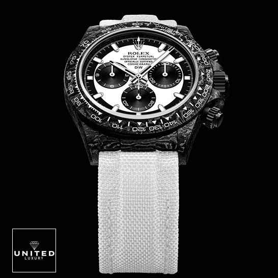 Rolex Daytona Carbon Cream Textile Bracelet 4130cr  Black Background