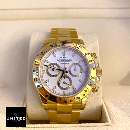 Rolex Daytona 116528 Yellow Gold Bezel White Dial Oyster 