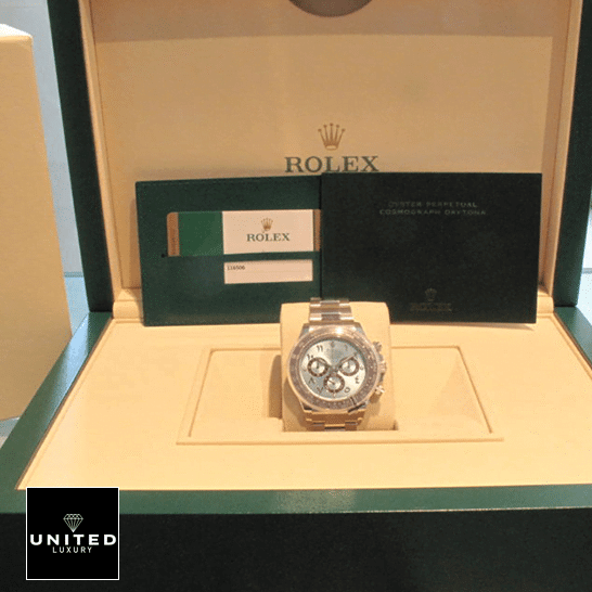 Rolex Daytona Platinum Ice-Blue Dial 116506-0001  & Guarantee Card in the Rolex Box