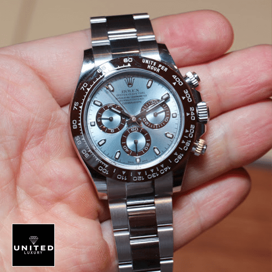 Rolex Daytona Cosmograph 116506 Blue Dial Oyster  on his hands