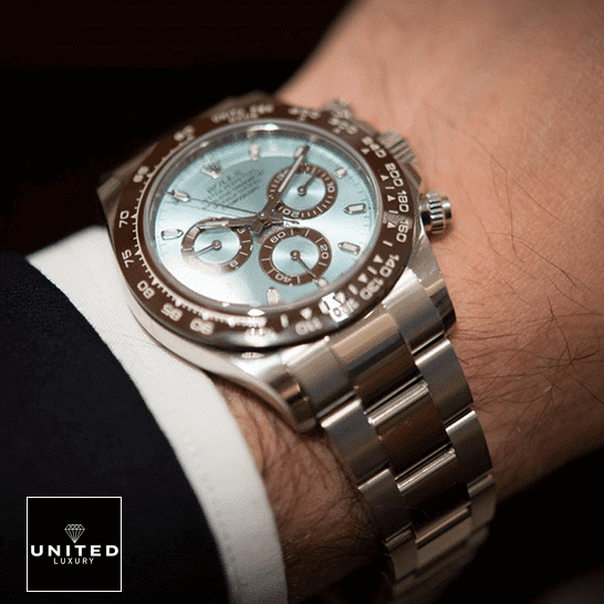 Rolex Daytona Cosmograph 116506 S.Steel Oyster Bracelet Black Bezel  on his arm