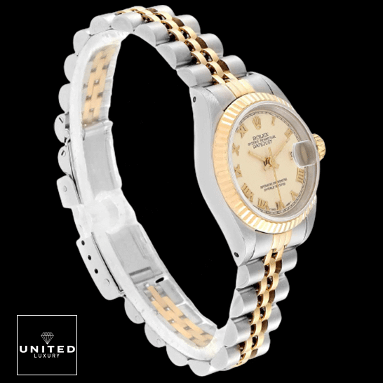 Rolex Fatejust İvory Roman White Dİal 69173  side view
