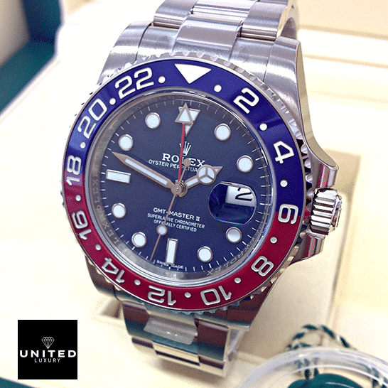 Rolex GMT-Master II 116719BLRO Oyster  Silver Crown Pusher