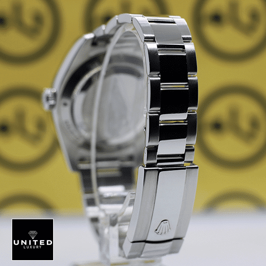 Rolex Milgauss Black 116400 Oyster  Back Side Fold Clasp on the Rolex logo