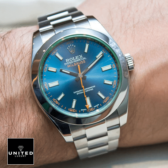 Rolex Milgauss 116400GV-0002 Blue Dial 5 Rolex Milgauss 116400GV-0002 Blue Dial on his arm