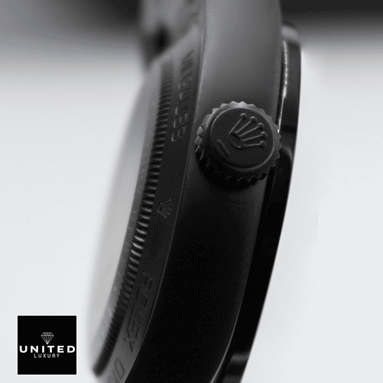 Rolex Milgauss 116400 Black Case  Left Side Black Crown Pusher