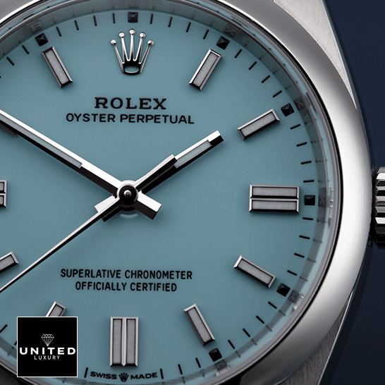 Rolex Oyster Perpetual Aqua Dial 126000 2 Rolex Perpetual 126000 Turquoise Dial White Stick İndices