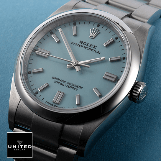 Rolex Oyster Perpetual Aqua Dial 126000 5 Rolex Perpetual 126000 S.Steel Case Turquoise Dial Stick Dot İndices