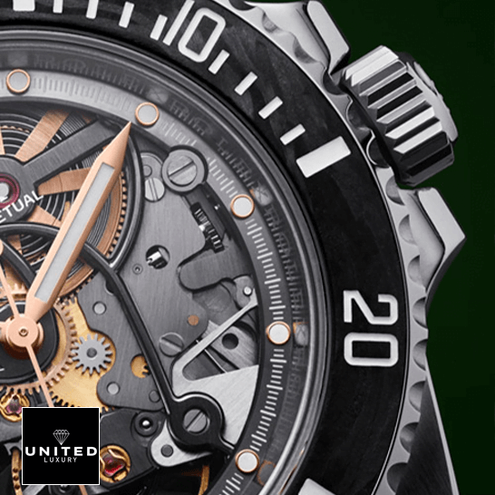 Rolex Oyster Skeleton Dial Steel 114200  close view