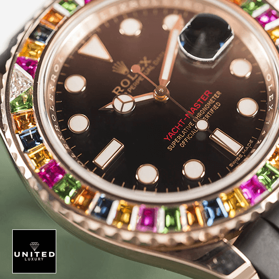 Rolex Ycht Master Gem Set 116695  close analog view