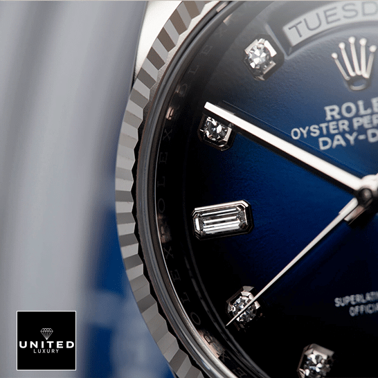 Rolex Day-Date 36 7118-1200R-01  blue dial with diamonds