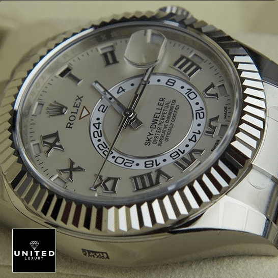 Rolex Sky-Dweller White Dial 326939 Silver Fluted Bezel 