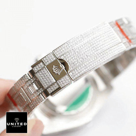 Rolex Submariner 116610LN-97200 Iced Out Watch 5 Rolex Submariner 116610LN-97200 Iced Out Fold Clasp on the Rolex Logo