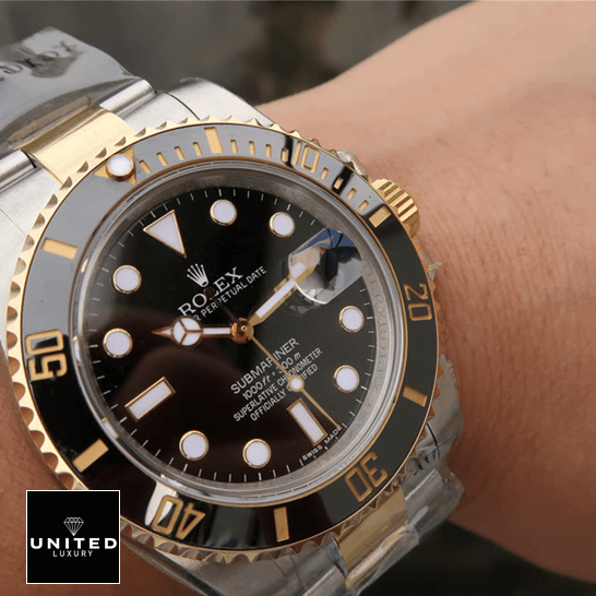 Rolex Submariner Date 16803 Two Tone Black Dial  on the wrist