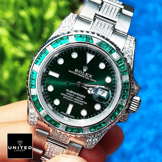 Rolex Submariner Hulk 116610LV Diamond Green Bezel Iced Out 