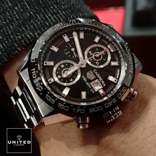 Tag Heuer Black Dial cAR201Z.BA0714  on the man wrist