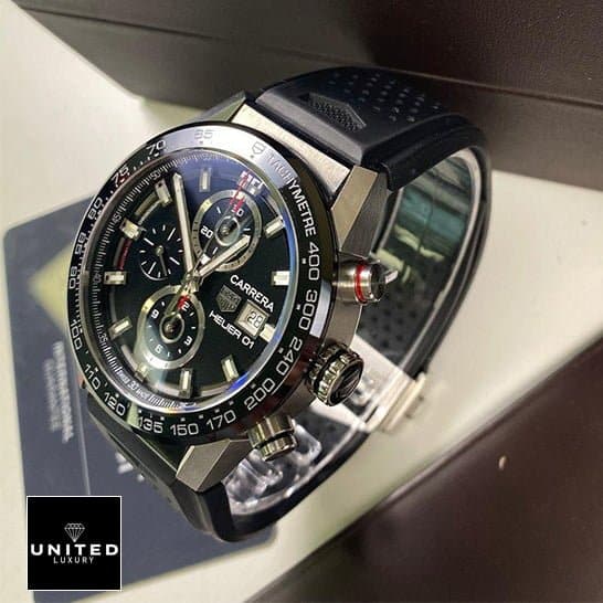 TAG Carrera Black Rubber 6 Tag Carrera Black Rubber Crown Pusher