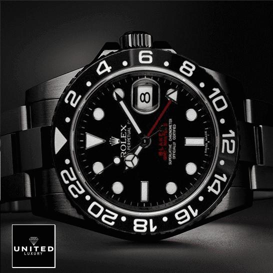 Rolex Blaken GMT-Master II Single Red 5 Rolex Blaken GMT-Master II Black Bezel With White Numerial