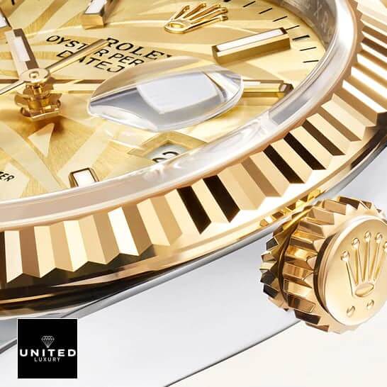 Rolex Datejust 36 126231-0033 Yellow Gold Fluted Bezel  Crown Pusher