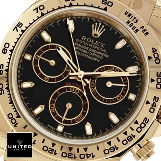 Rolex Daytona Yellow Gold 3 Rolex Daytona Yellow Gold 116508-0004 black dial his stick indices and stick hands
