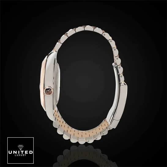 Rolex Datejust 126301-0016  Stainless Steel Case Rose Gold Crown Pusher Black Background