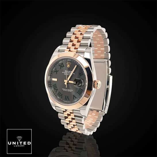 Rolex Datejust 126301-0016 Rose Gold Bezel Jubilee  and Black Background