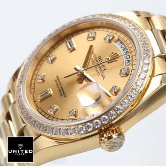 Rolex Day-Date 228348 Yellow Gold Case & Crown Pusher